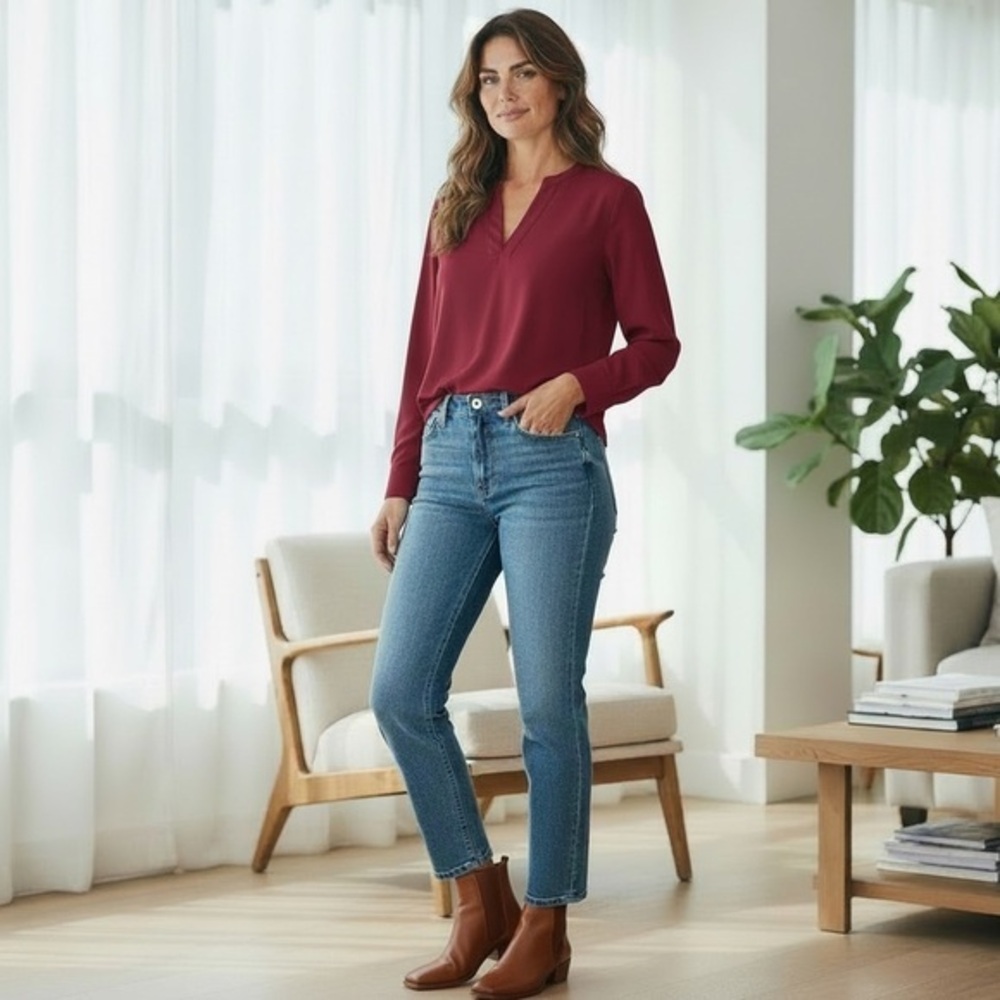 Eileen Fisher Blue Denim Slim Boyfriend Jeans